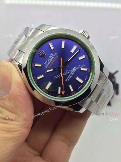 Swiss 2836 Rolex Milgauss Blue Replica Watch Stainless Steel 40mm
